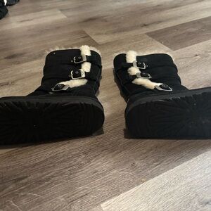 UGG Black and Cream Fur-Lined Boots
